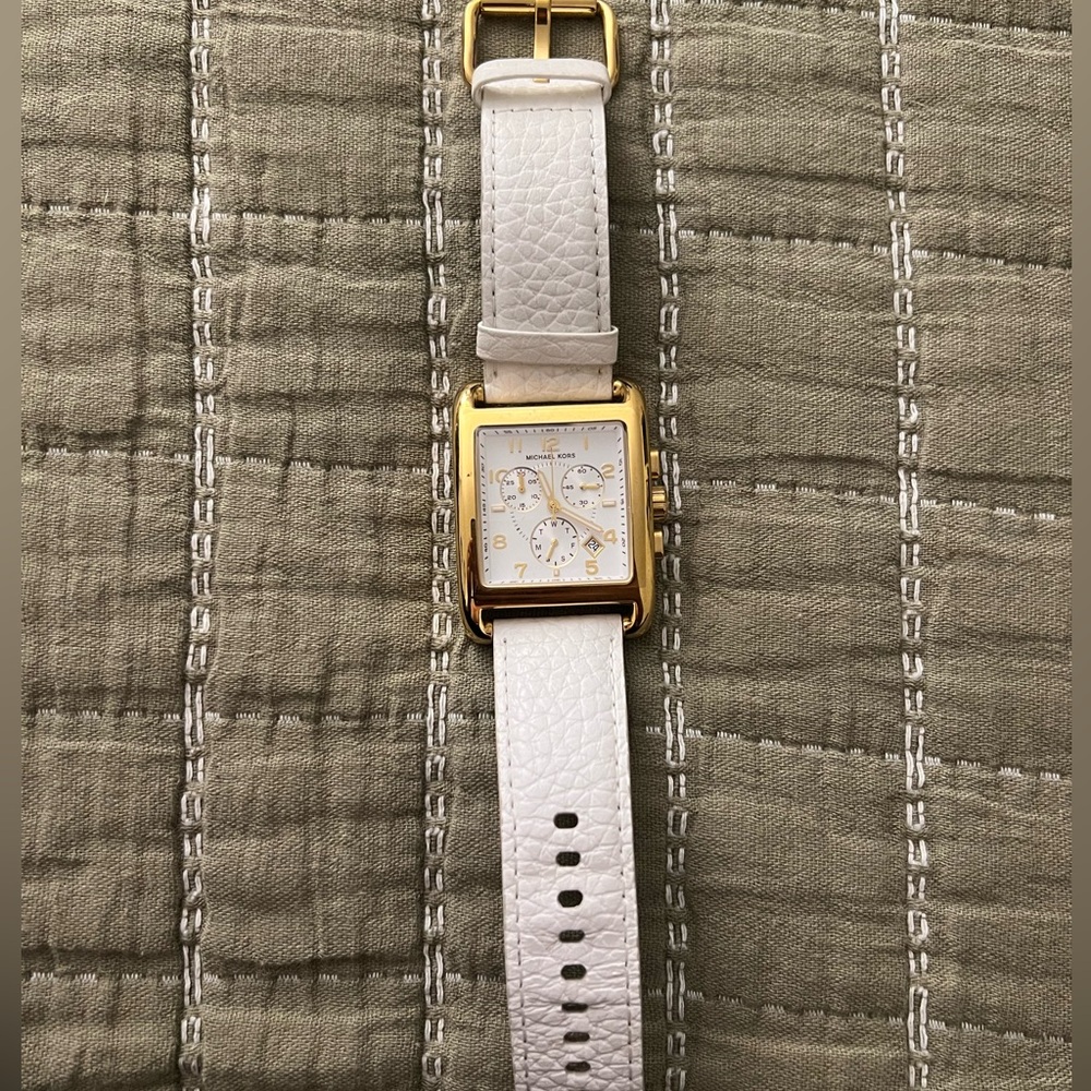 Michael Kors Women’s Gold White Leather Watch